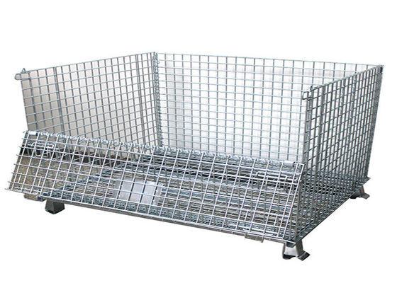 2 swivel Folding Wire Container , SGS Pallet Mesh Container
