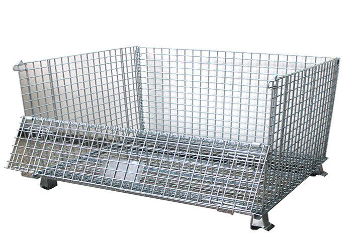 2 swivel Folding Wire Container , SGS Pallet Mesh Container